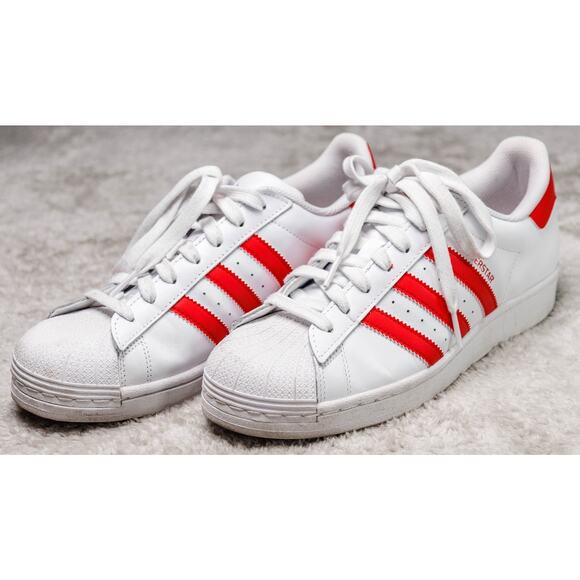 Adidas Superstar White Better Scarlet Red Sneakers Mens 8.5 Womens 10 IG9367 - Picture 15 of 16
